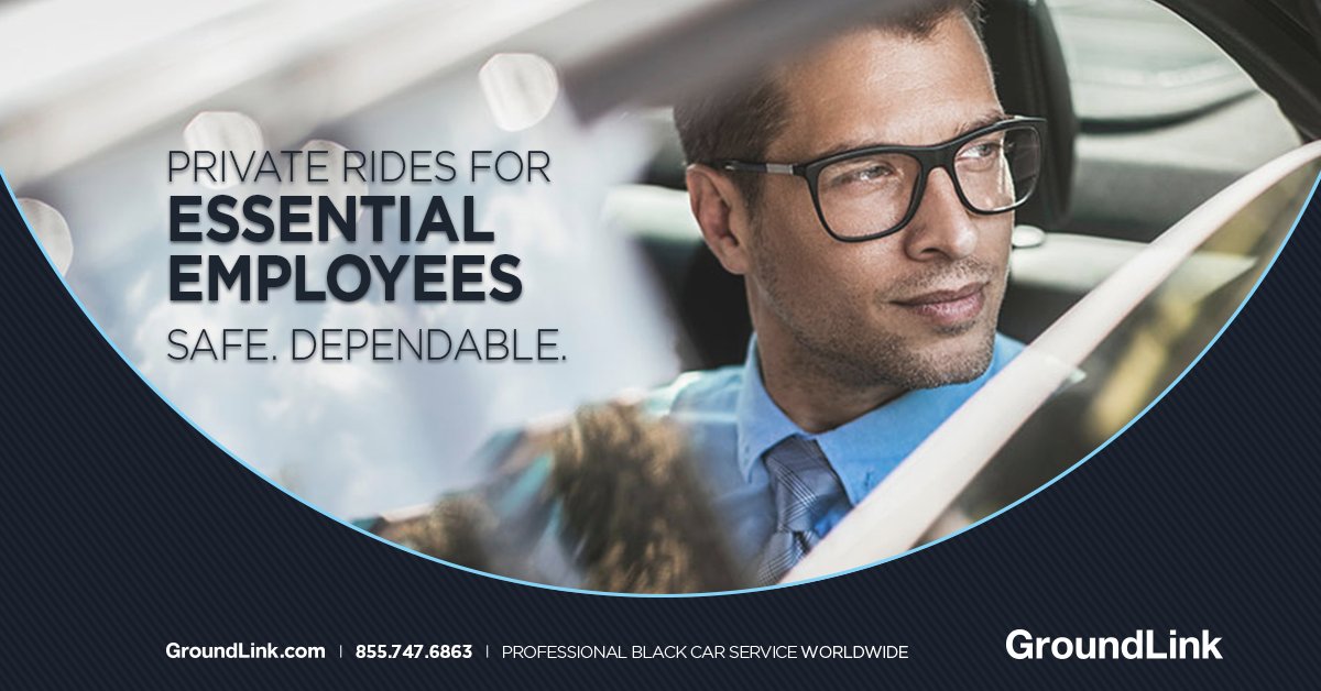 GroundLink's tweet photo. If you’re an essential employee needing safe transportation to & from work, schedule your ride or Ride Now® with GroundLink: https://t.co/iShemlyVXy #GroundTransportation #PrivateDriver #BlackCar #GroundLink https://t.co/KKwR9Cm6Q3