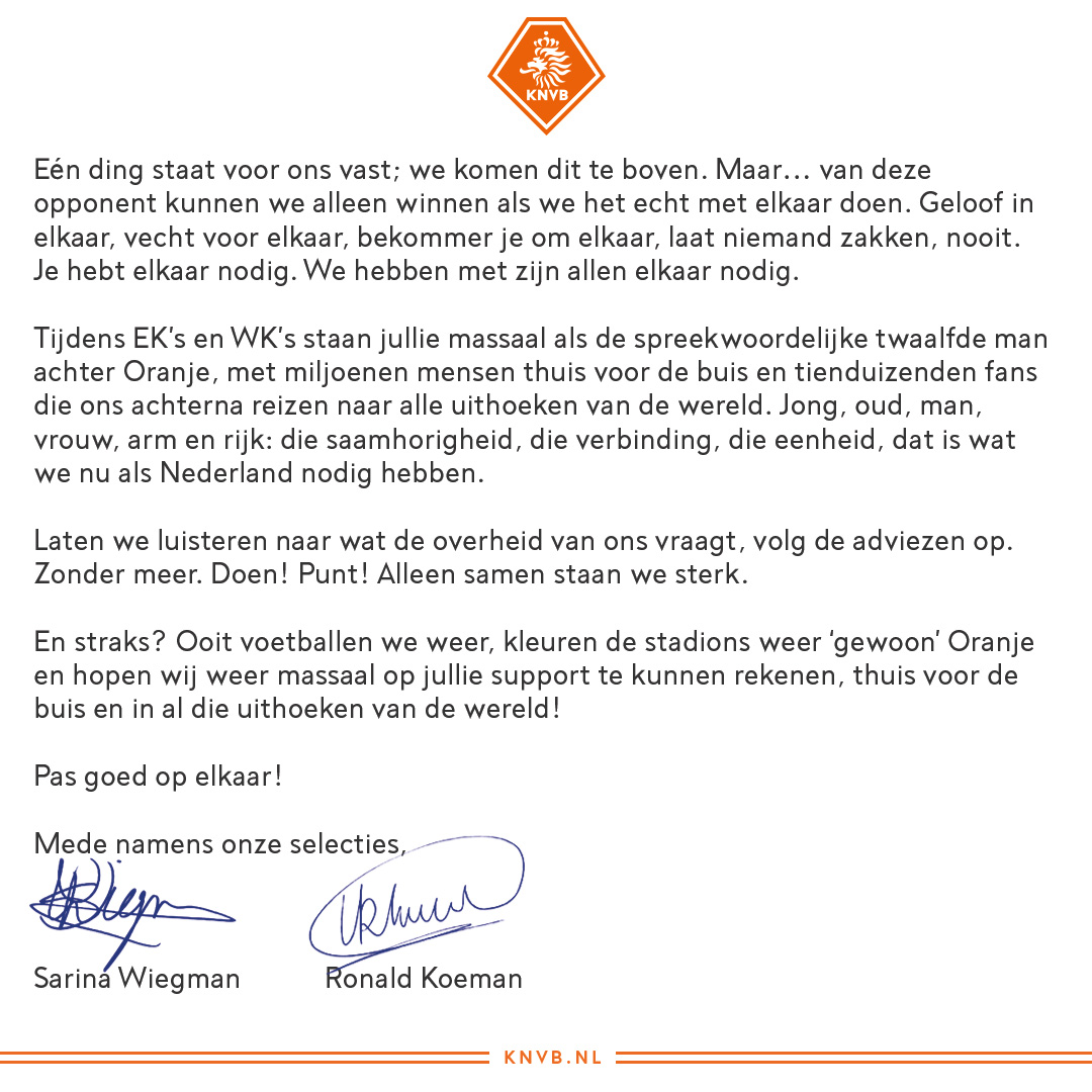 📝 | Een brief van onze bondscoaches.