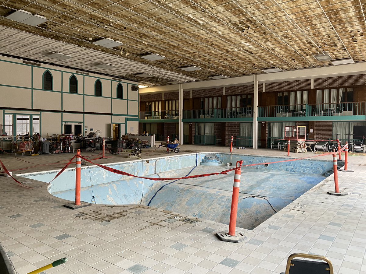 Practicing social distancing but still hard at work on making the pool area EPIC! #boutiquehotel #urbanresort #hotelrenovation