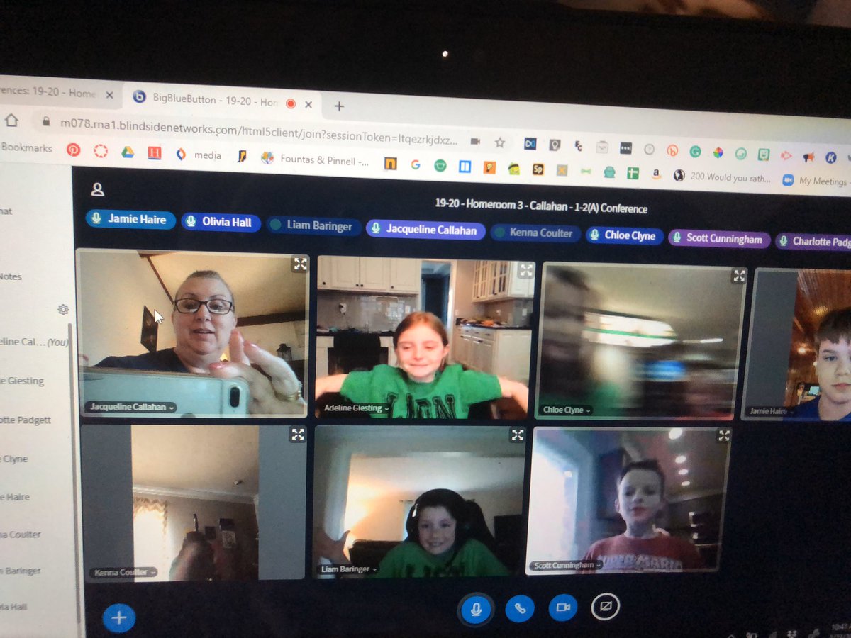 callahanclass's tweet photo. Family Meeting virtual style!! So much fun! We needed to connect! #ccsgoesvirtual  @WoodbrookCCS https://t.co/9eQpichxeI