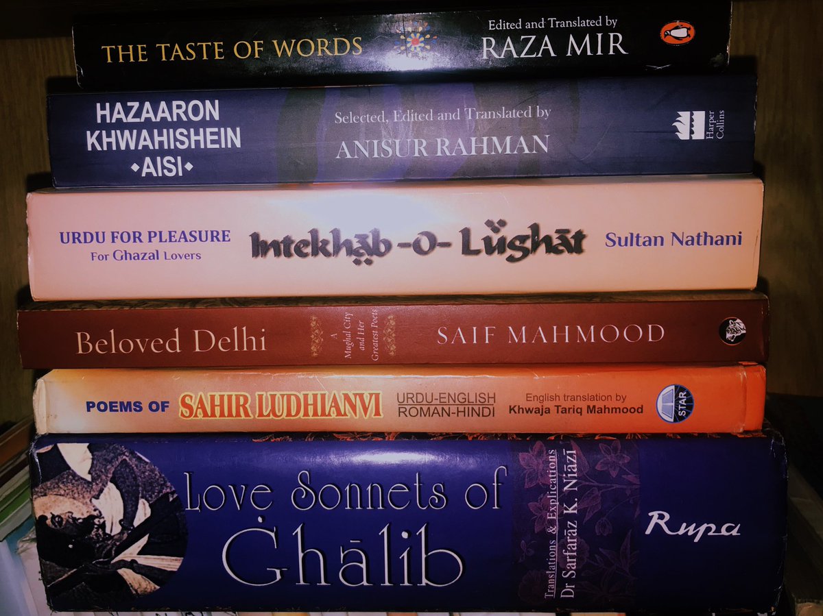 Here are the books I have for Urdu poetry. Also  @Rekhta has a huge resource online of poetry!!! Do check them out 