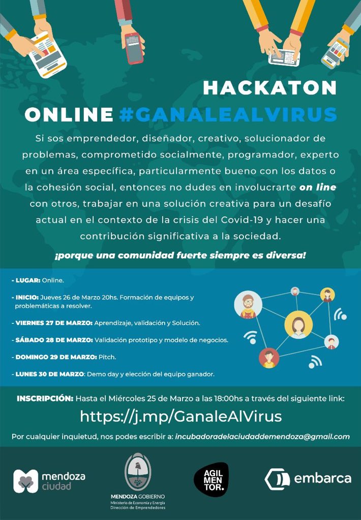 Te invitamos a que te sumes a la Hackaton Online #GanaleAlVirus para que con el trabajo en equipo puedas encontrar soluciones a los desafíos que nos genera el Covid-19