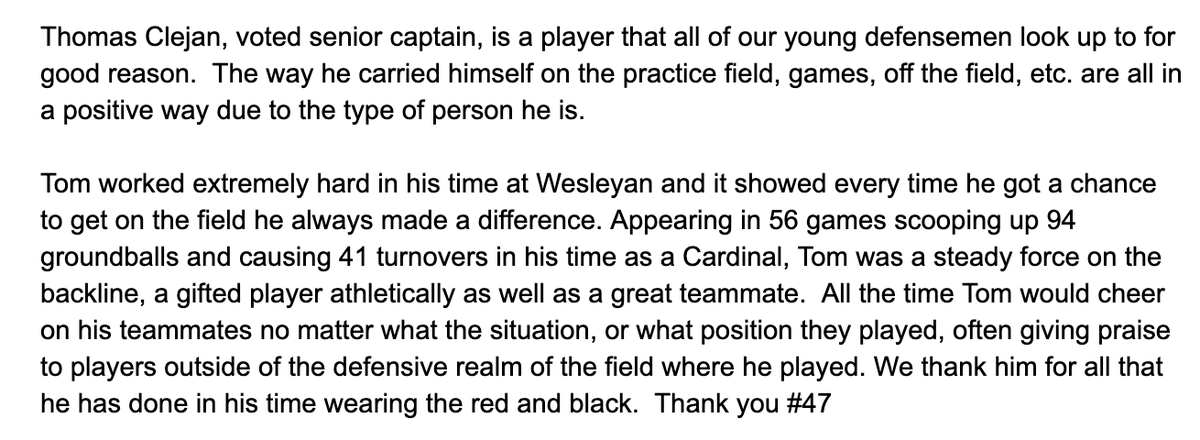 wes_mlax's tweet photo. Today we thank one of our senior captains, defenseman Thomas Clejan #47 https://t.co/lFVt4B8uu9