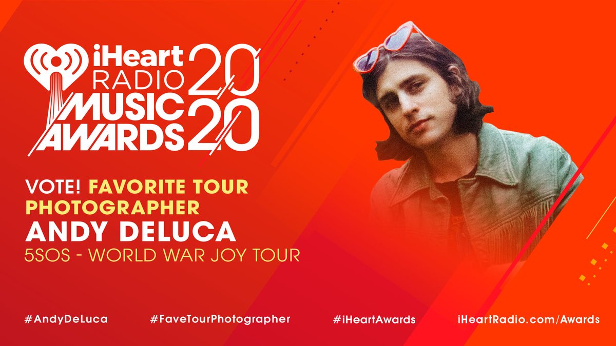 iHeartRadio's tweet photo. 📷 @shmandeluca x @5SOS 📷

#AndyDeLuca #FaveTourPhotographer #iHeartAwards
https://t.co/aPueslGLA4 

Voting for this category ends TONIGHT at 5pm PT / 8pm ET! https://t.co/6btfwQsaUf