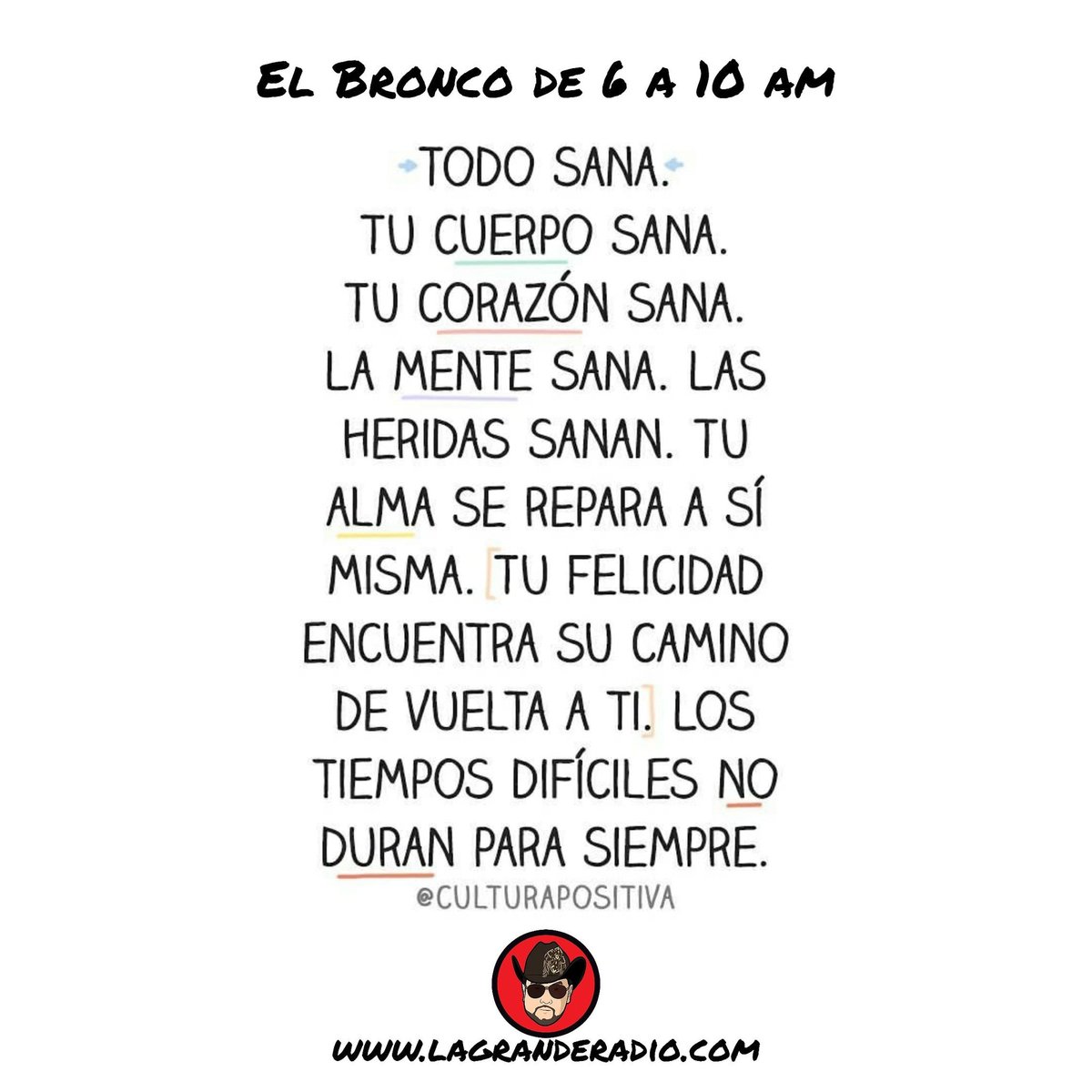 ElBroncofm's tweet photo. Kuuvo raza, todo pasa, sobre todo si hacemos caso y juntos luchamos, seamos responsables, comparte un mensaje de Animo. #BroncoNeta #ElBronco #LaGranD #BroncoShow https://t.co/0SuXRe4iLQ