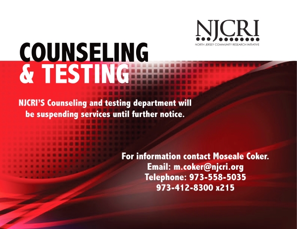 NewarkNJCRI's tweet photo. @NewarkNJCRI Counseling And Testing Department will be suspending services until further notice.
Contact Moseale Coker @ m.coker@njcri.org
#NJCRI #EndAIDSNJ https://t.co/o1z4xJ5qkX
