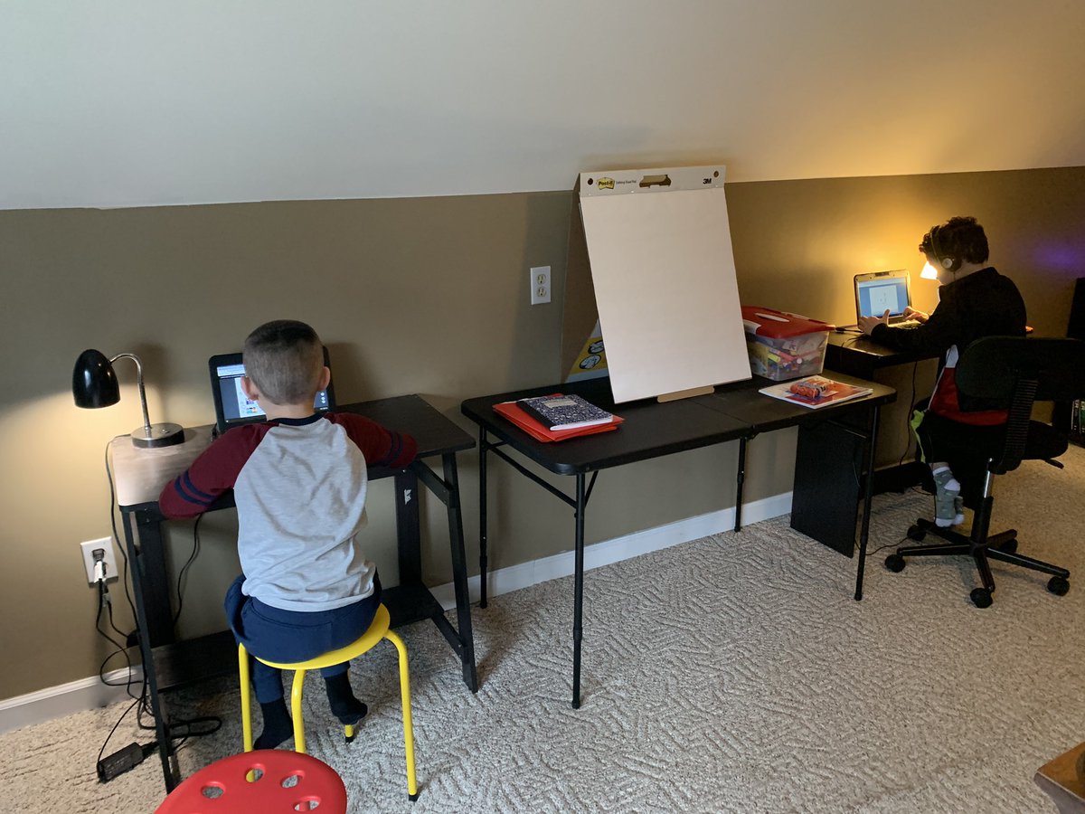 What does distance learning look like in your home? This was my house this morning... we are ALL learning together! Keep it up Windy Whales! 🐳❤️ #PrincipalMom #windywhales
