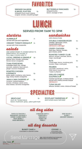 Java &amp; Jam Breakfast &amp; Lunch Menus 👇🏻

Call in or order online to pick-up togo orders for Java &amp; Jam ☕️

Delivery: Delivery Dudes
deliverydudes.com/restaurants/ja…

301 E. Las Olas
(954) 353-3250