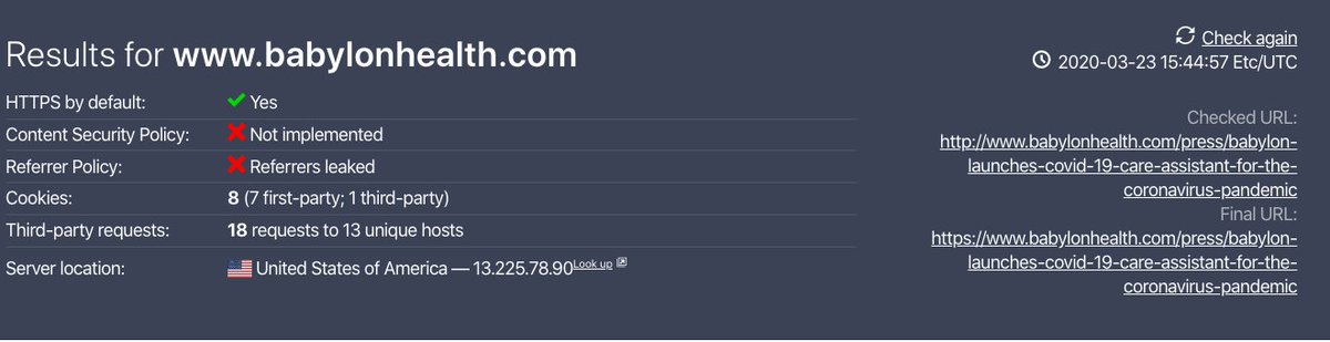 Online tracking on Babylon's website for 'COVID-19 Care Assistant for the Coronavirus pandemic" .. I dunno .. it's like a virus ... and then oooohh look ... download the app ... oh, go on then ....