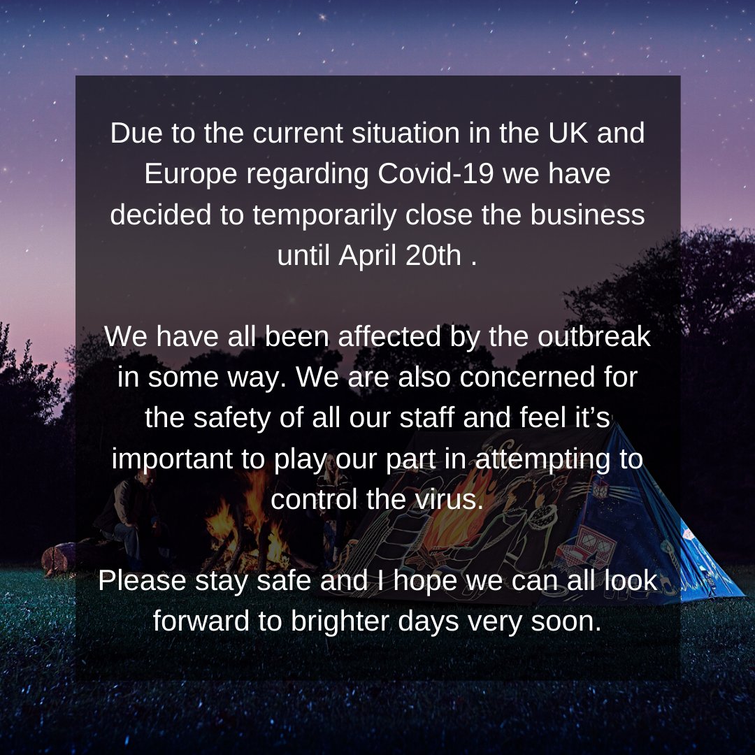 Due to the current situation in the UK and Europe regarding Covid-19 we have decided to temporarily close the business until April 20th. Please stay safe and I hope we can all look forward to brighter days very soon.