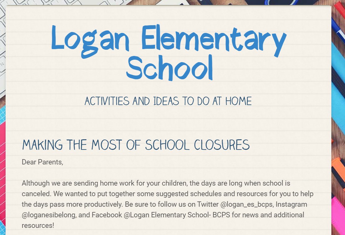 Hi Logan families! Check out our new live website to help your at-home learning! <a href="/LoganPTA/">Logan Elementary PTA</a> Please spread the word! 📘😊✍️
smore.com/pmsyk-logan-el…