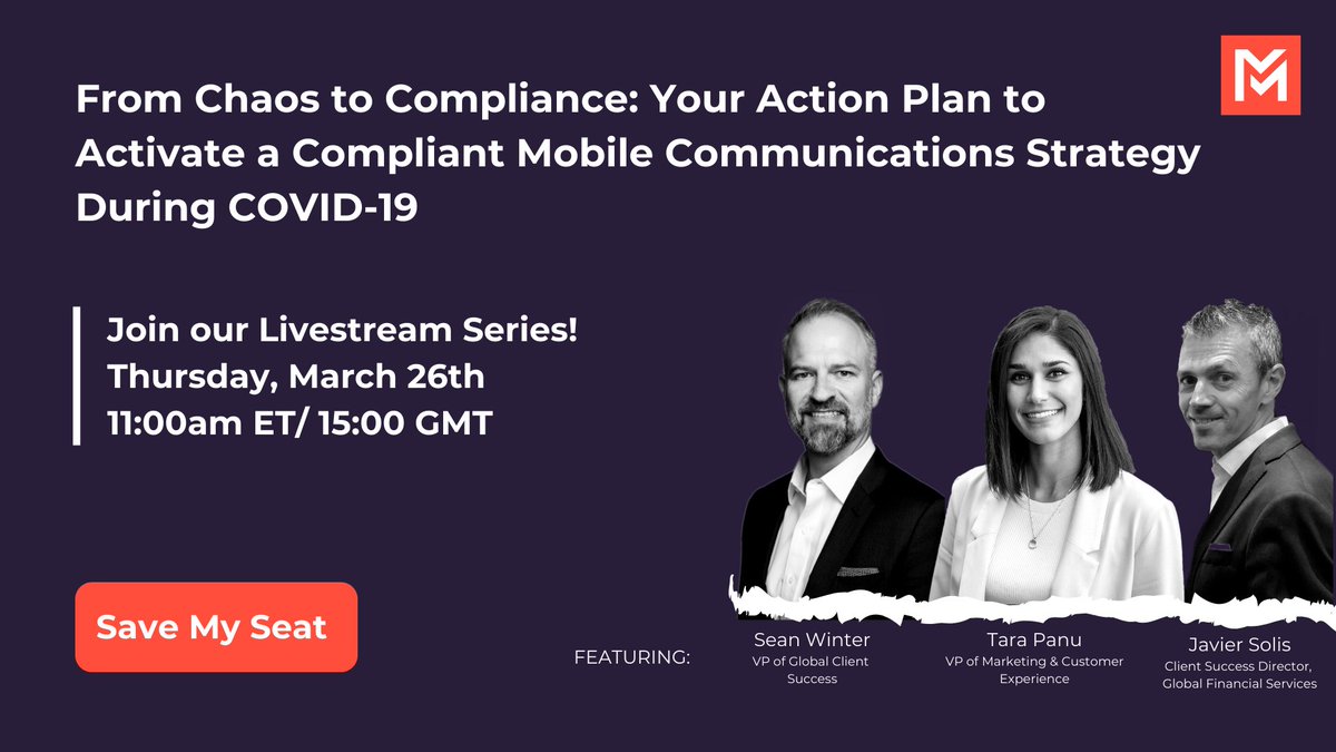 MoviusAI's tweet image. Activate a Compliant Mobile Communications Strategy In Days. Join us 3/26 at 11:00am ET to learn how. bit.ly/2JbbWMh

#BYOD #multiline #movius