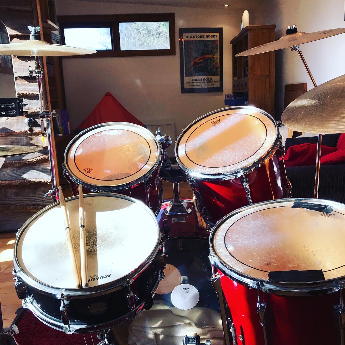 One man cave/lodge/playroom/office tidied and with significantly less nature...and a medieval tent. #thedevilmakeswork