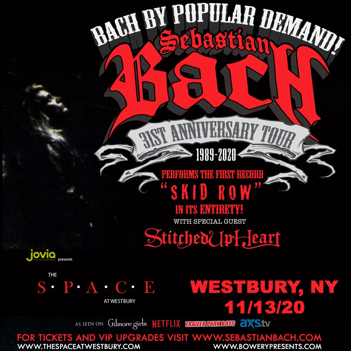 NEW DATE: <a href="/sebastianbach/">Sebastian Bach™️</a>'s show on April 10th with <a href="/stitchedupheart/">𝕾𝖙𝖎𝖙𝖈𝖍𝖊𝖉 𝖚𝖕 𝖍𝖊𝖆𝖗𝖙</a> has been postponed to Friday, November 13th.

All previously purchased tickets for the original show will be honored for the new date.

Tickets for the new date are on sale now: bit.ly/SBachLI