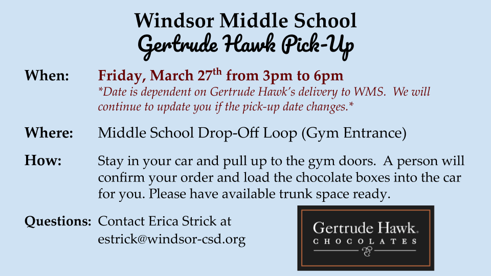 Middle School Gertrude Hawk Pick-up info