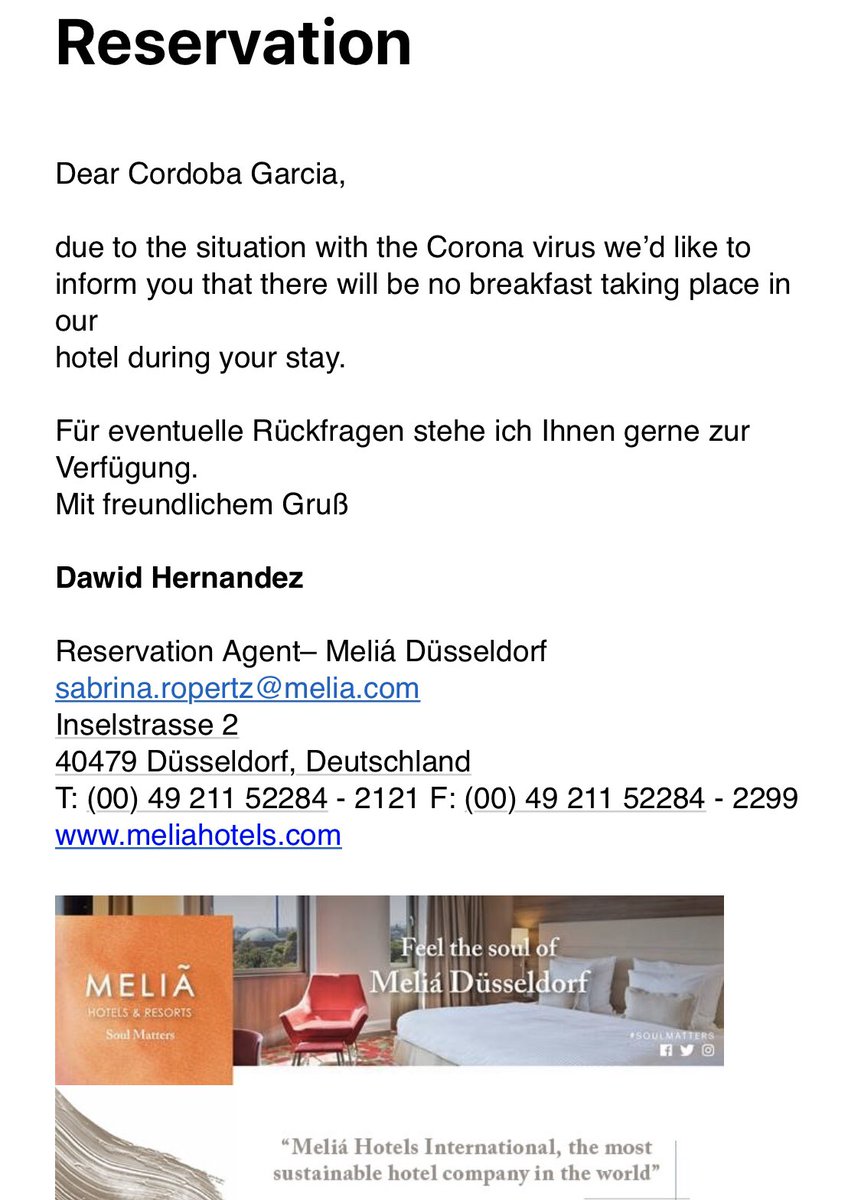 ioanddesign's tweet photo. @MeliaHotelsInt Is This true or a joke ?
How can I go to Düsseldorf if there is no flights?
It is not better to pay me back or apply a broucher to go later ? https://t.co/P6pig12Bk8