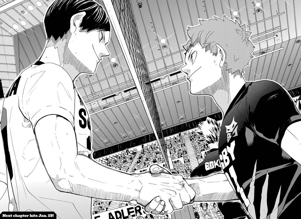 then the match starting, they even do a SHAKE HANDS. hinata CAN receive kags deadly serve even kags say 'hinata im not same as me when in high school' he seem not surprised instead HE GRINNING! kags must know he'll managed that. THEN HINATA SAY THAT AND KAGS RESPOND IT LIKE THAT+