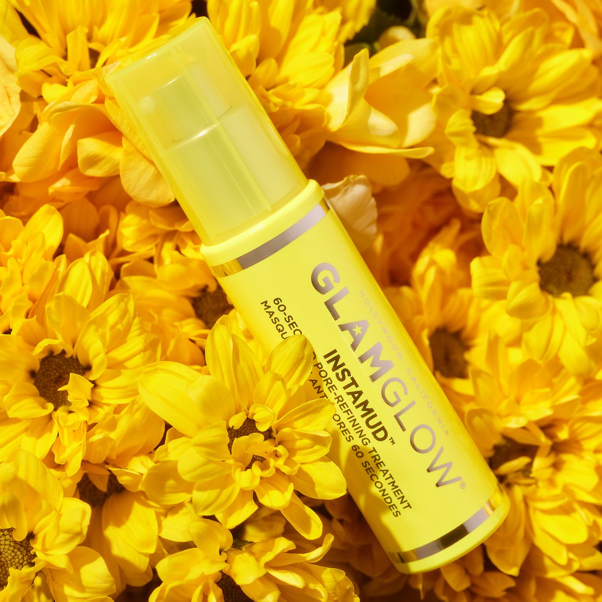 glamglow's tweet photo. #INSTAMUD, the one in the bright yellow tube that has soft lavender bubbles that get skin perfectly primed for makeup application in 1-minute flat. 💛 https://t.co/7pWwfQbWmz