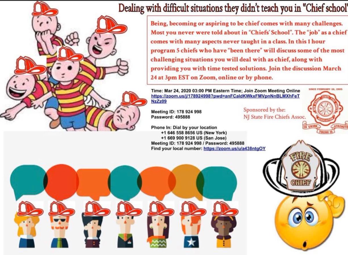Join us for our 1st leadership webinar: Dealing with difficult situations they didn't teach you about in "chiefs' Schoool."  zoom.us/j/178924998?pw…