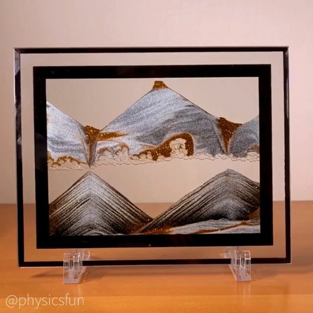 PhysicsfunE's tweet photo. Kinetic Sandscape: the phenomenon of spontaneous stratification is a striking feature of this sand motion desk toy. Typically pouring stuff together results in further mixing, yet here, when the sand mixture descends through a gap in the air bubbles, the… https://t.co/cuy5P4sqr4 https://t.co/l4LdL7f8jB