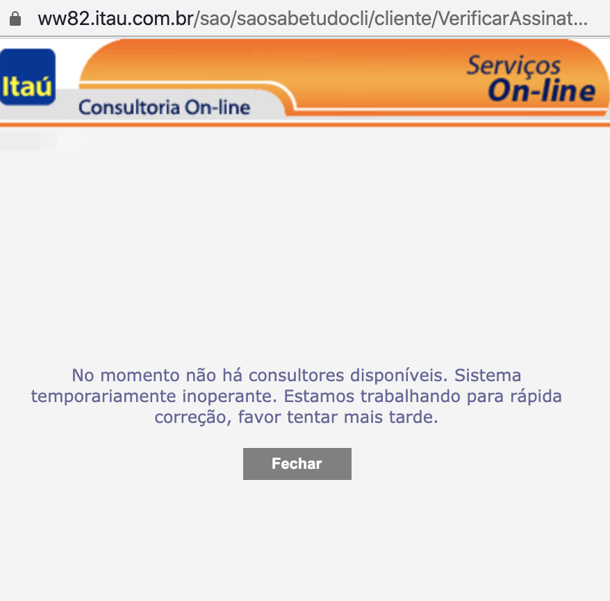 acorci's tweet photo. @itau do que adianta você dizer que está ao lado do cliente se você se afasta cada vez mais? 1:30hrs esperando para ser atendido e o que acontece? Ligação cai, tento chat est�� inoperante. Vocês aceita sinal de fumaça ou preferem fax?
#itau #itaufail #itaumente https://t.co/jUNW7DuXGE