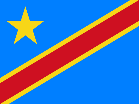 Congo (Democratic Republic of). 7/10. Adopted in 2006. The blue represents peace. The red stands for the blood of the country's martyrs and the yellow stands for the wealth of the nation. The star stands for the radiant future of the country.