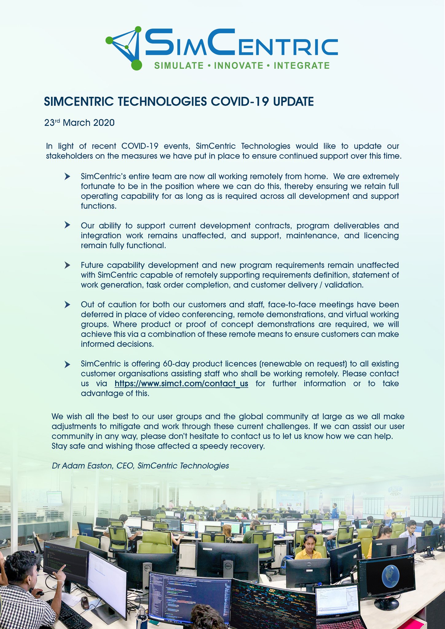 Simcentric Sri Lanka On Twitter Simcentric Covid 19 Update In Light Of Recent Covid 19 Events Ceo Dr Adam Easton Would Like To Update Our Stakeholders On The Measures We Have Put In Place