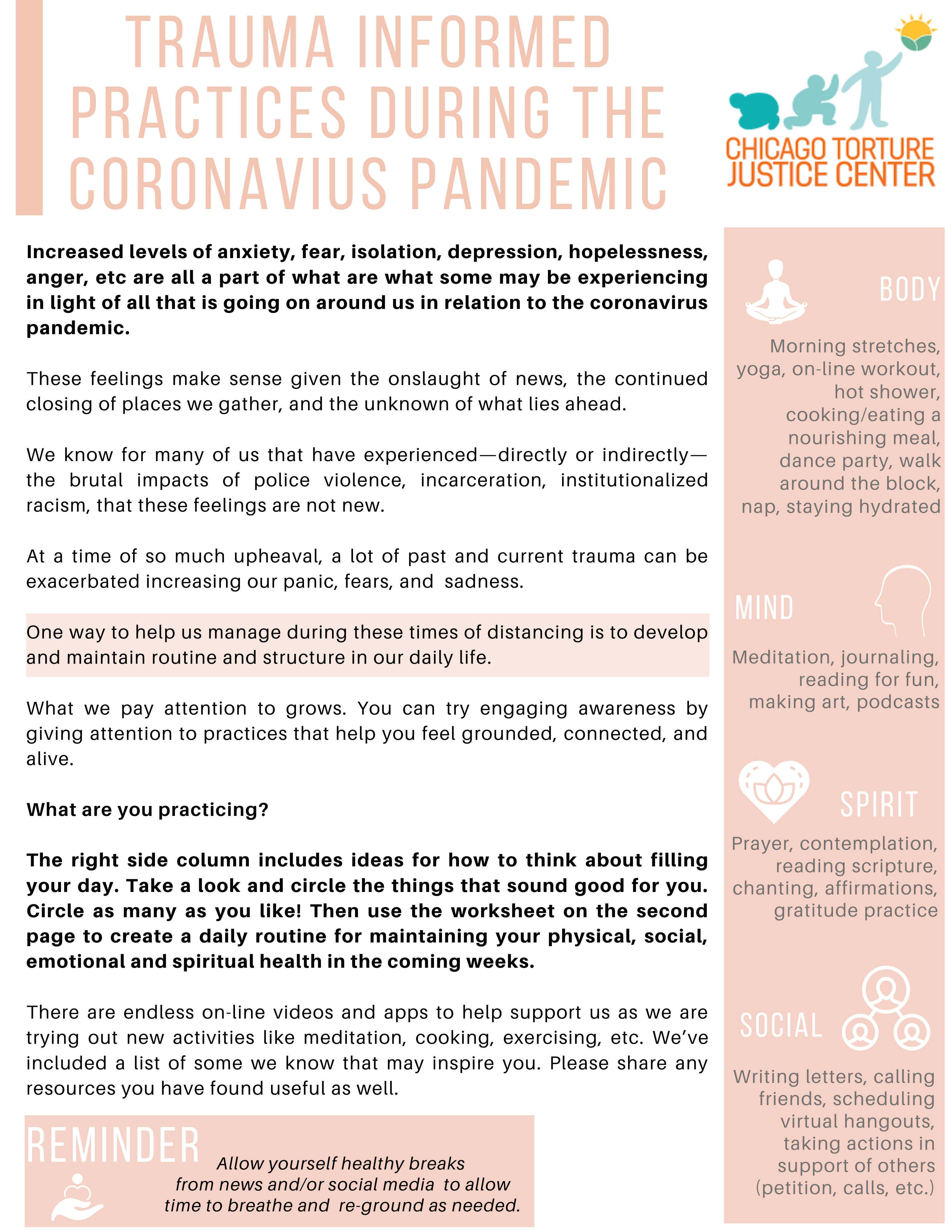 chicago torture justice center on twitter increased levels of anxiety fear isolation depression anger etc are all a part of what are what some may be experiencing in relation to the coronavirus