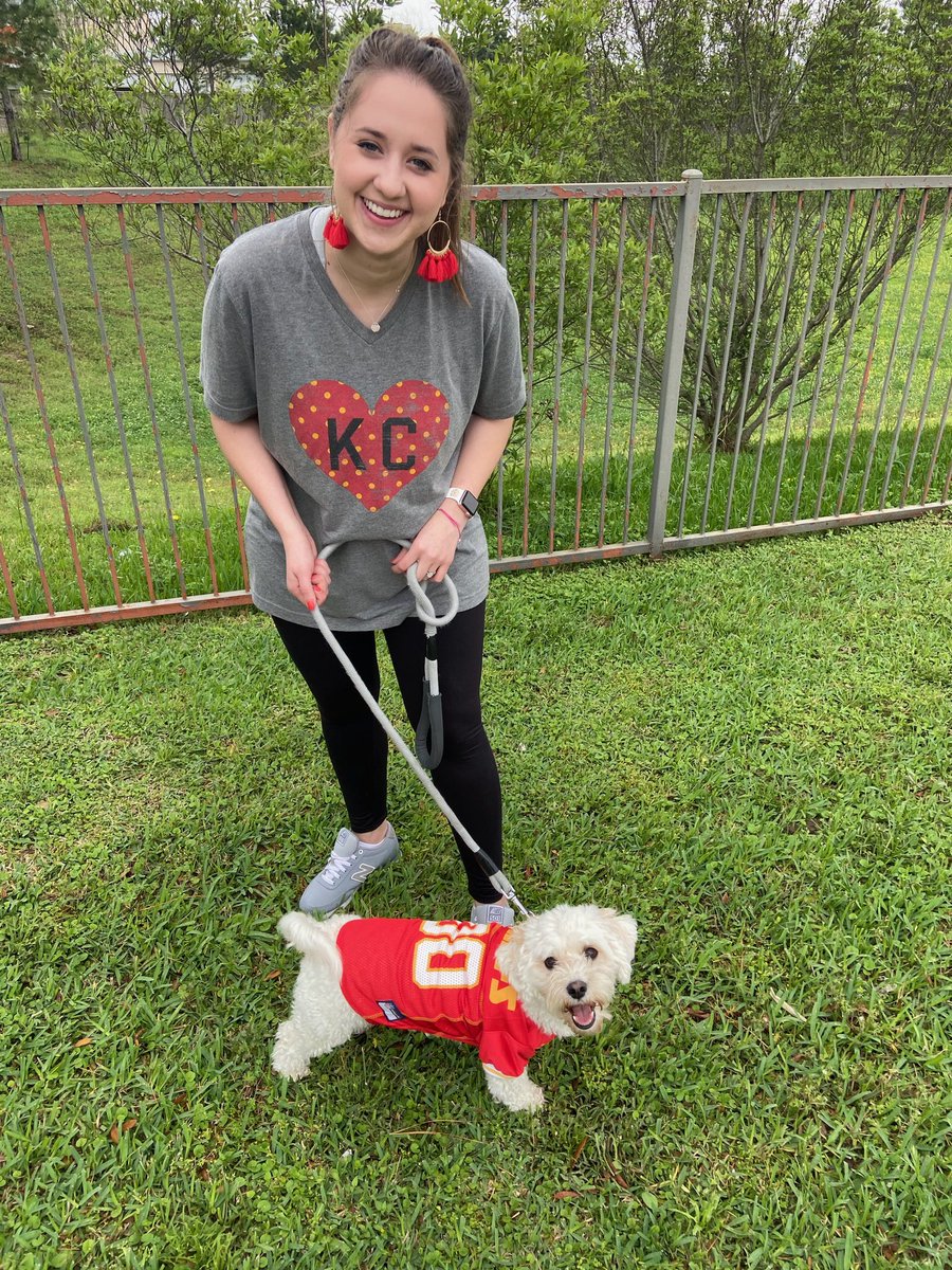 HubbsClassroom's tweet photo. Virtual spirit week day one! My family is my team! Chief has enjoyed having everyone staying home and walking with him! What have you done with your team this week? @NorthamptonKISD #COLTSpride https://t.co/cwQSIVqgq0