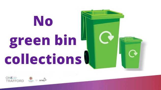 Due to the impact coronavirus is having on the service, we are no longer collecting green bins or caddies.

Please place food waste in your grey bin.

Keep up to date with the latest advice at trafford.gov.uk/recycling #TraffordBins