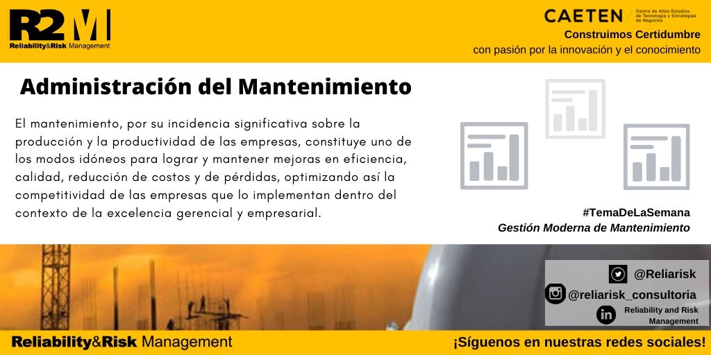 Reliarisk's tweet photo. Gestión Moderna de Mantenimiento …#TemaDeLaSemana #SomosR2M #Latinoamérica #México #Venezuela #Colombia #Perú #TalentoHumano #RecursoHumano #RelacionesIndustriales #reliarisk https://t.co/vYC53rlJEi