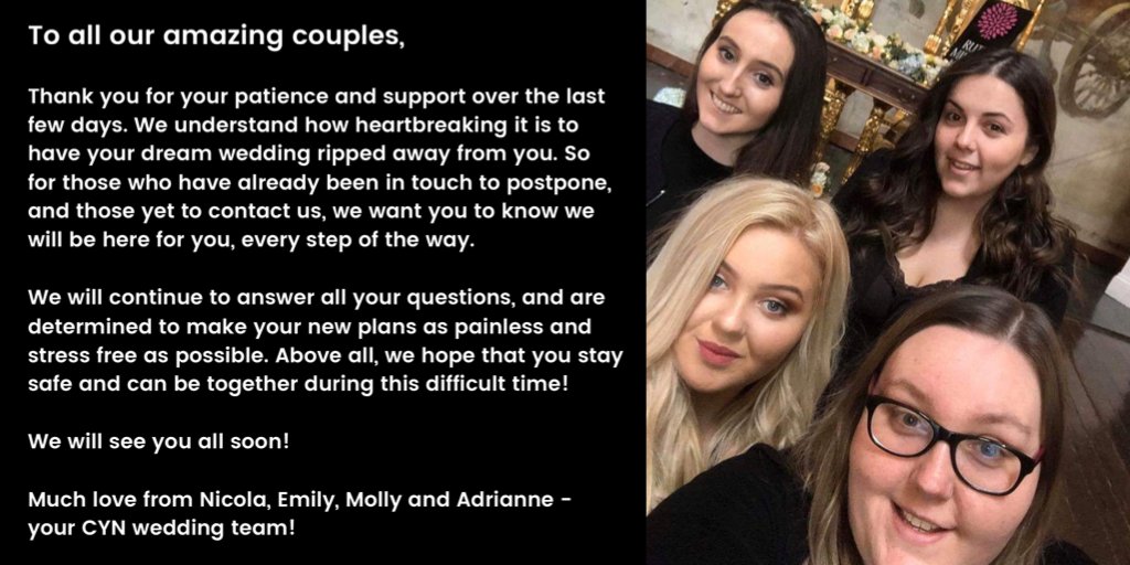 A  message from the team at Craig Y Nos. #weddings #wales