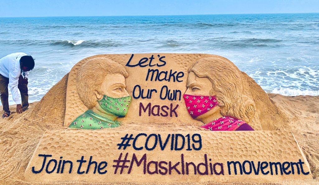 sudarsansand's tweet image. “Let's Make our own mask“.
Join the #MaskIndia movement. My SandArt at puri beach . #IndiaFightsCorona #StayHomeStaySafe