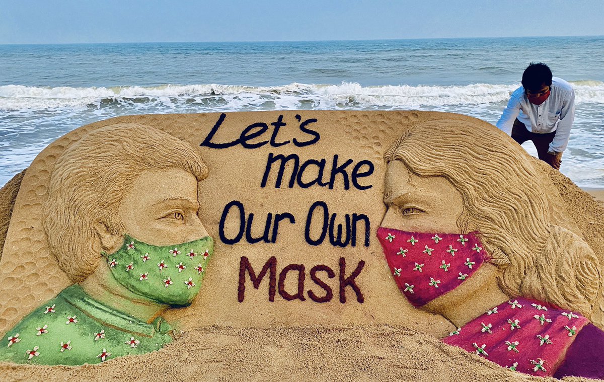 sudarsansand's tweet image. “Let's Make our own mask“.
Join the #MaskIndia movement. My SandArt at puri beach . #IndiaFightsCorona #StayHomeStaySafe