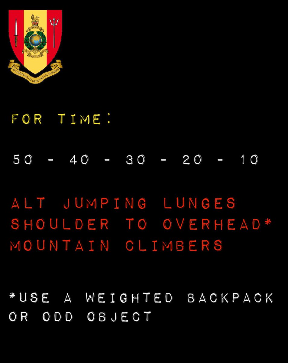 <a href="/43Commando/">43 Commando</a> <a href="/RoyalMarines/">Royal Marines</a> Workout of the Day - Tuesday 7 Apr 20

#TuesdayMotivation #workoutoftheday #wod