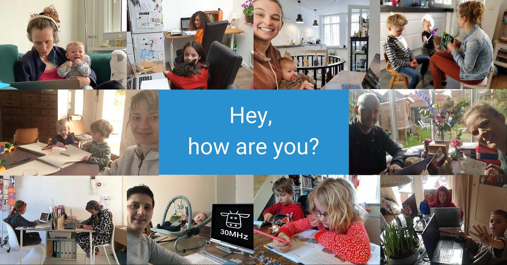 30mhz's tweet photo. How are you holding up? Here's a selection of our 'working from home' photo collection. Very proud of our team and how everyone manages to stay productive, creative and connected! It’s not always easy, but we’re getting through it together. 💪 #workingfromhome #StayWell https://t.co/Up6tXfedoa