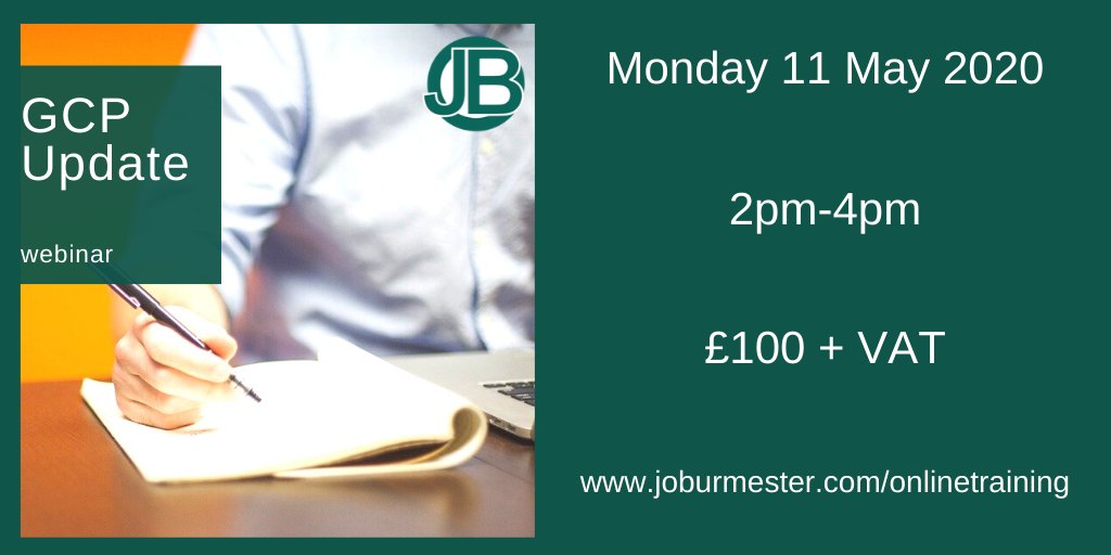 JoBurmester's tweet photo. Do you need an update on Good Clinical Practice in the current climate?
My next GCP update webinar is taking place on 11 May and will include the latest Clinical Trials guidance during period of COVID-19 restrictions. Reserve your place here: https://t.co/RztuGfQqDc #CRKnowHow https://t.co/LZJXQIwNfP