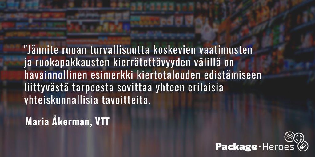 Ruoan pakkaamisella on useita yhteiskunnallisia tavoitteita, joiden välillä on myös jännitteitä ja ristiriitoja. Kestävän #kiertotalous'den edistäminen vaatii näiden tavoitteiden yhteensovittelua, kirjoittaa <a href="/mariaokerman/">Maria Åkerman</a> blogissamme:  packageheroes.fi/blog_post/kuin… #pakkaus