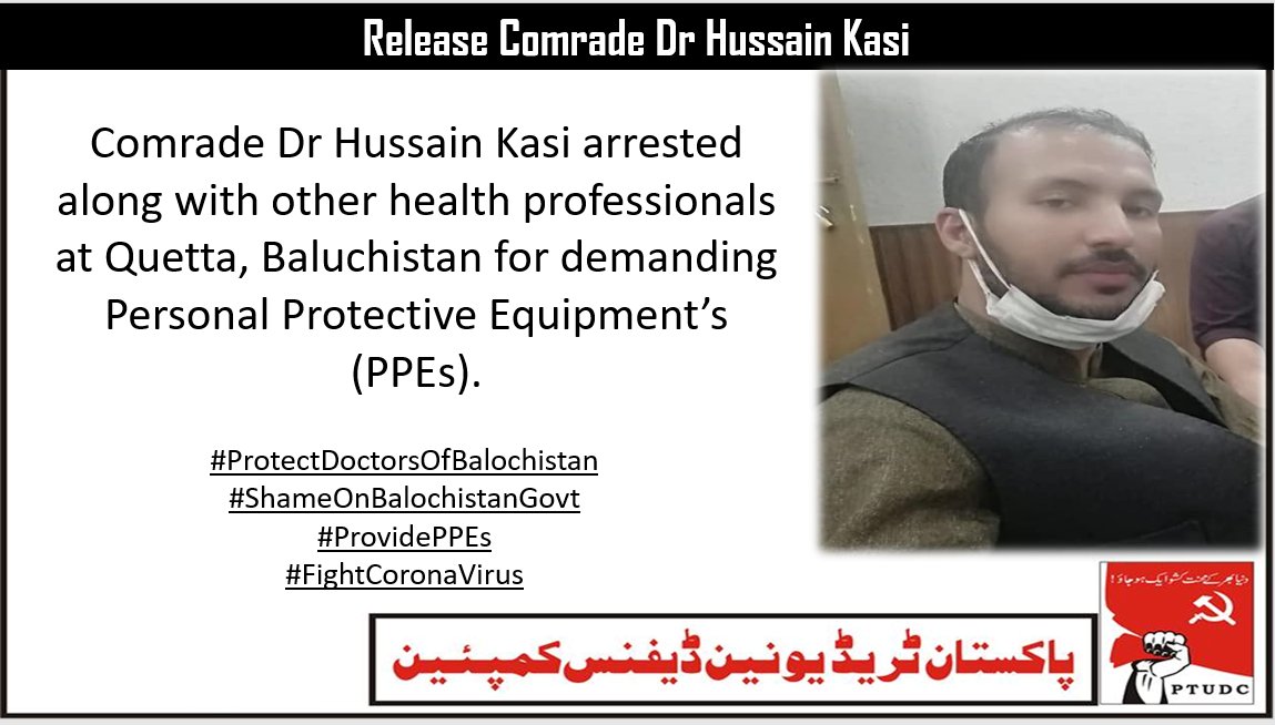 Asian_Marxists's tweet photo. Release all the Doctors and provide PPEs
#WorldHealthDay 
#ProtectDoctorsOfBalochistan
#ShameOnBalochistanGovt
#ProvidePPEs
#FightCoronaVirus https://t.co/poGATSYwEj