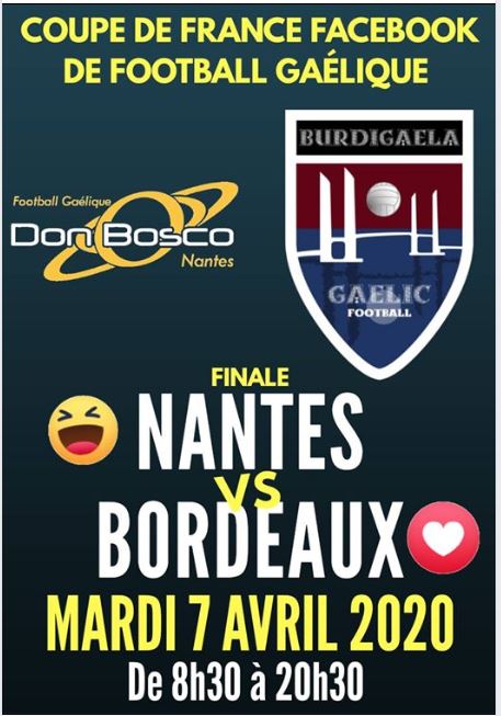 ⏱️COUP D'ENVOI DU MATCH 💥

FINALE DE LA COUPE DE FRANCE VIRTUELLE

Choisissez ❤️ pour Bordeaux Gaelic Football

FIN DU MATCH À 20H30