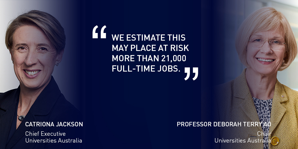 The impact of #COVID19 is projected to cause a $4.6 billion decline in uni revenue. This will have massive effects to the many staff at our world-class unis. <a href="/uniaus/">Universities Australia</a> CE <a href="/catrionajackso1/">Catriona Jackson</a> &amp; Chair Deborah Terry highlight the impacts of the pandemic:  ow.ly/B1fX50z73YL