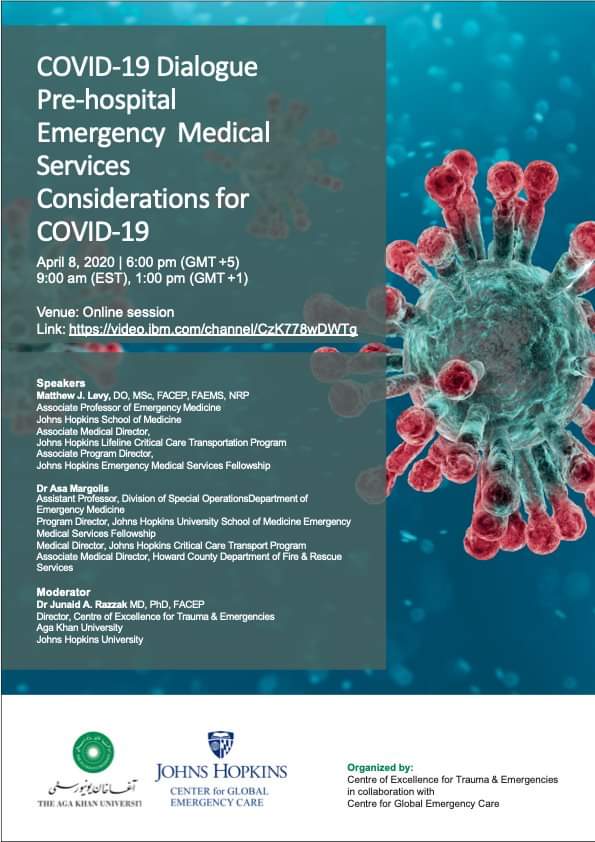 Wednesday April 8, 2020 9:00- 10:00 AM EST. Please try and attend this talk on Pre-hospital emergency services considerations on COVID-19.

Click here to join 
video.ibm.com/channel/CzK778…