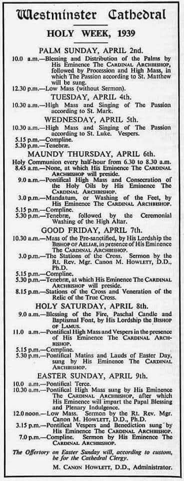 acatholiclife's tweet photo. Robust and liturgically rich #pre1955 #HolyWeek from 1939 for the Catholics in Westminster https://t.co/FxzTOG3PAM