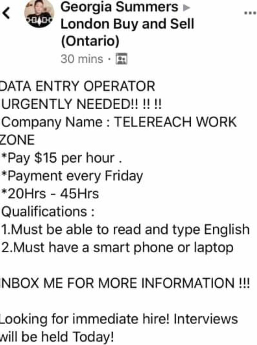 _Ecolady_'s tweet photo. Please share. The Ad Below is a SCAM!!! Too good to be true, yiu ask. Well it is. They put $5000.00 into your bank account and then ask you to buy iTune cards. Then the money in account bounces. Be safe. Please share. https://t.co/2quPe3RgkK