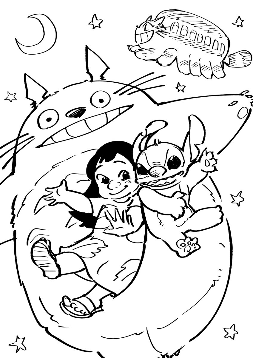 ユニ 本日の１枚 お題 トトロとねこバス リロアンドスティッチ