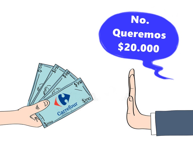 SindicatoJoven1's tweet photo. #CARREFOUR #BONO20MIL.

 Los trabajadores de #Carrefour Salguero, Warnes y Vélez y gran parte de los Express, rechazaron el Bono de $5 mil por considerarlo insuficiente y no representa una justa compensación del esfuerzo, de los empleados de comercio durante la #CuarentenaTotal. https://t.co/WAtYCpF7PF