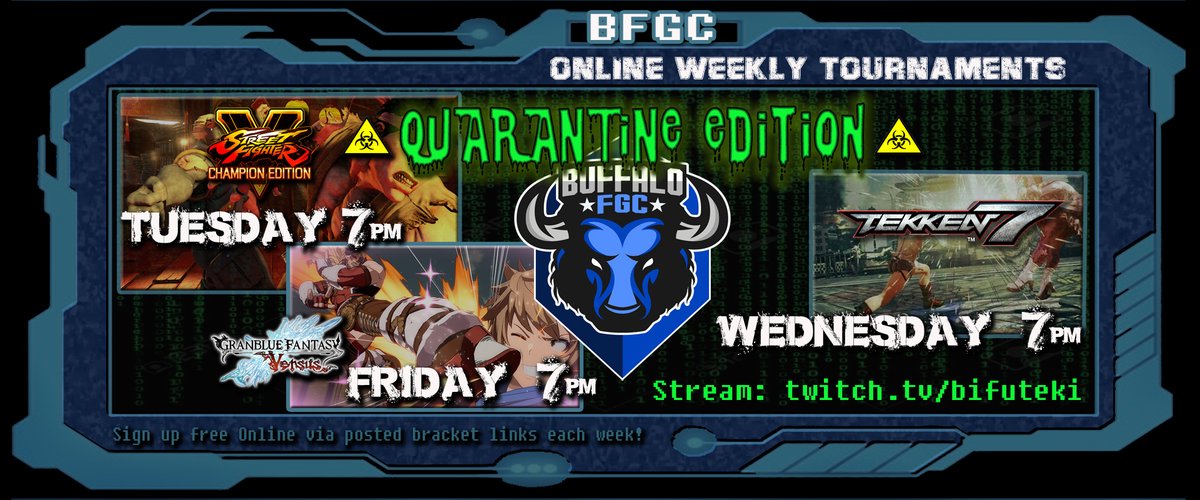 ChaCha2daMax's tweet photo. Next Online Tourney up for #BFCG is #SFVCE on 4/7 at 7pm EST. If you are in the Northeast, sign up! It's free!
https://t.co/qpgQMNDask
stream channel: https://t.co/trgO1TzYMa
#FGC https://t.co/QuA3RkQ3ix