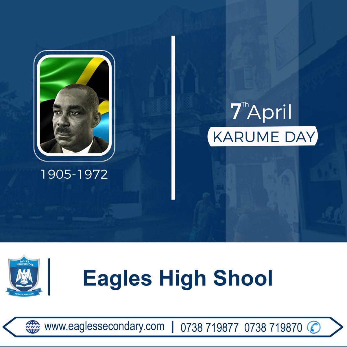 eagleshigh_'s tweet photo. Happy Karume Day to you all.
#EaglesHighSchool
#AlwaysAimHigh
#KarumeDay https://t.co/kIfspqfNiW