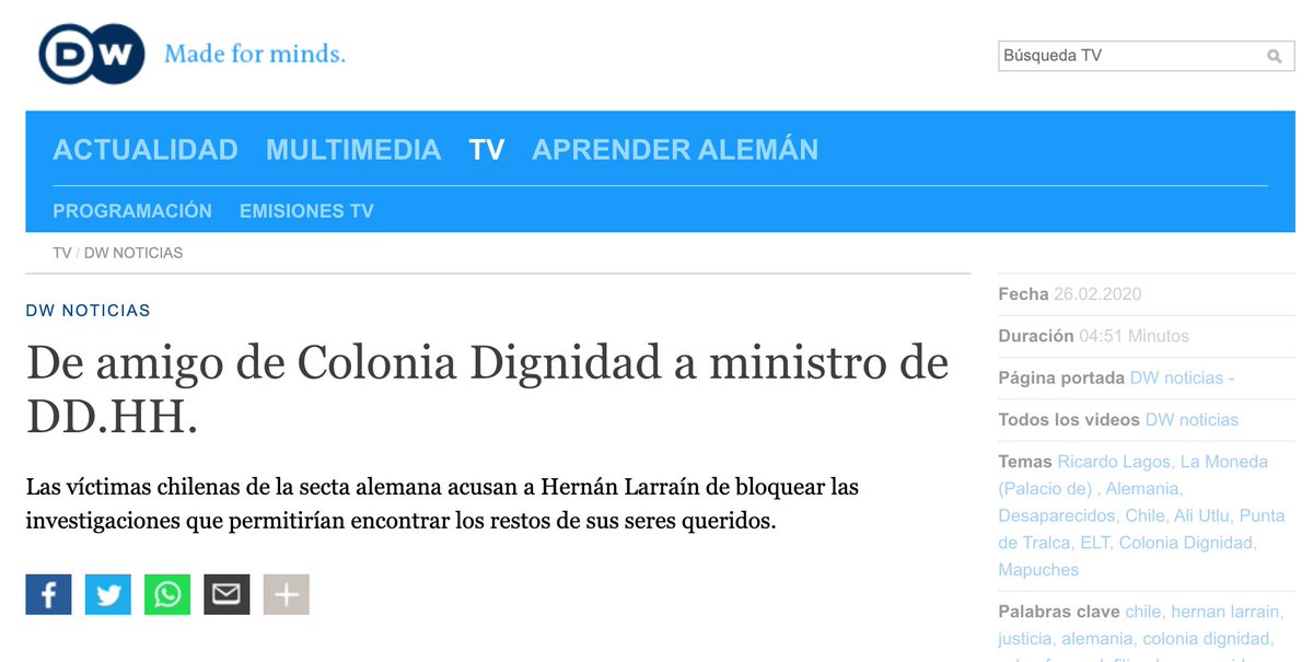 El medio alemán  @dw_espanol, en un especial que ha tenido repercusiones en Alemania incluyó el testimonio de numerosos excolonos que luego de huir –a partir de mediados de los '80– empezaron a entregar sus dramáticos testimonios.