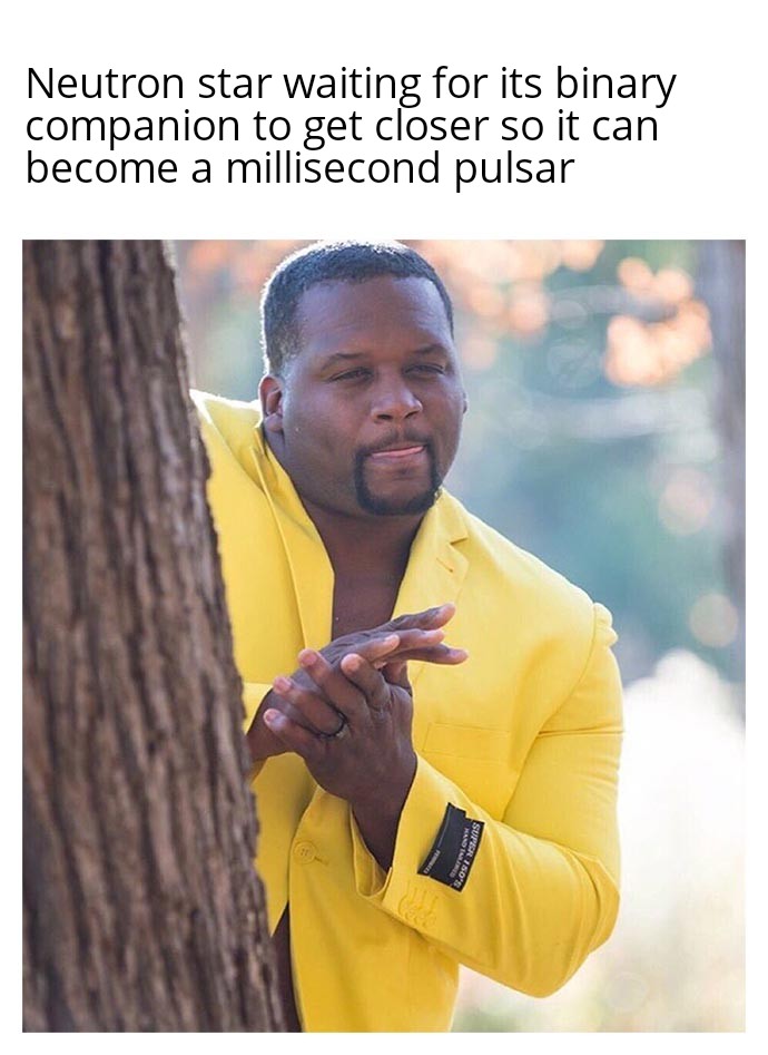 HowWeScience's tweet photo. As a neutron star accretes matter, the neutron star spin speeds up because of angular momentum conservation. This creates a millisecond pulsar. https://t.co/F6tgLeBZId #astronomy #physics #pulsar #rotation #milliseconds #meme #memes #spin #howwescience
https://t.co/AmZDv4cLAC https://t.co/5SYhEpvc11